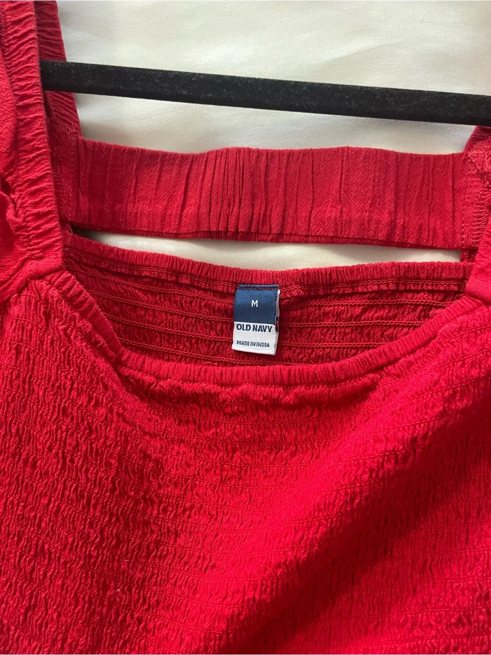 Old Navy Red Smocked Tank with Square Neck - Picture 2 of 2